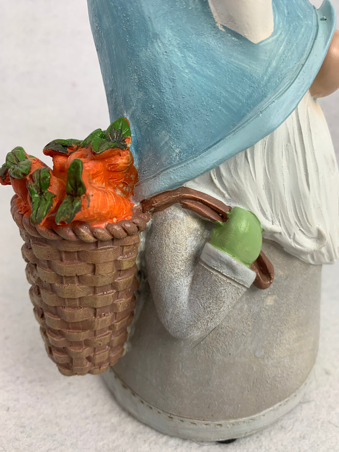 Easter Gnome with Bunny Ears Carrying Backpack of Carrots