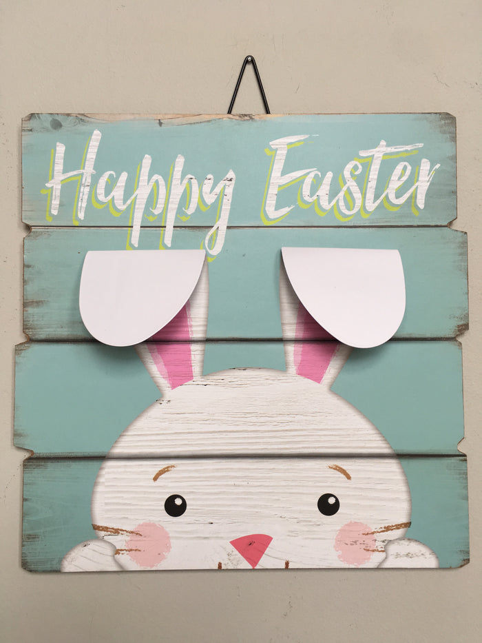 Easter Happy Easter Bunny with 3-D Metal Ears Sign