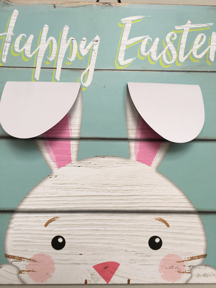 Easter Happy Easter Bunny with 3-D Metal Ears Sign