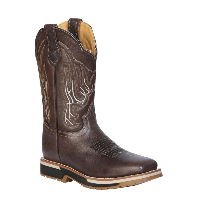 Establo Men’s Rodeo Boot - Bovine Grizzly Leather in Brown