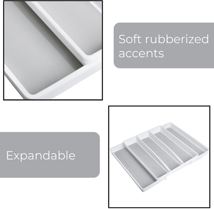 Expandable 5-Compartment Plastic Drawer Organizer