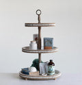 Farmhouse Wood Beaded 3-Tier Tray