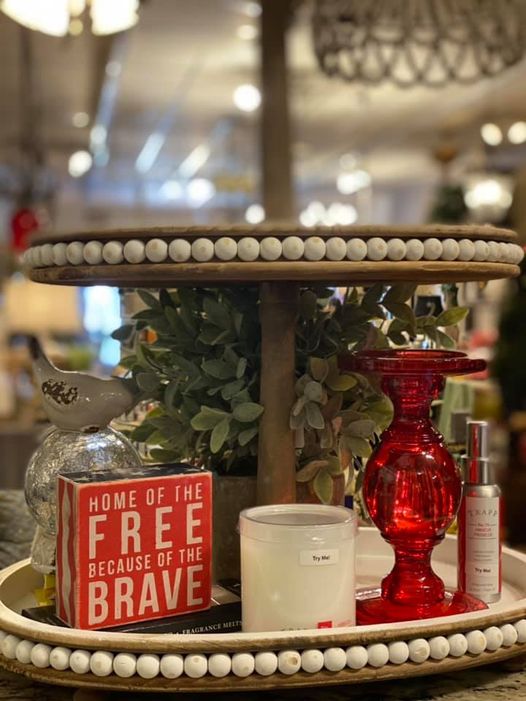 Farmhouse Wood Beaded 3-Tier Tray