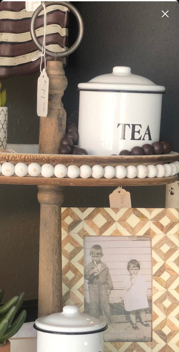 Farmhouse Wood Beaded 3-Tier Tray
