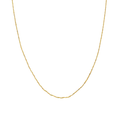 A delicate yellow gold chain necklace with a twisted, rope-like texture, displayed in a U-shape against a solid white background.