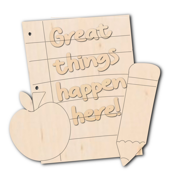 Great Things Happen Here Wood Sign/Door Hanger (DIY)