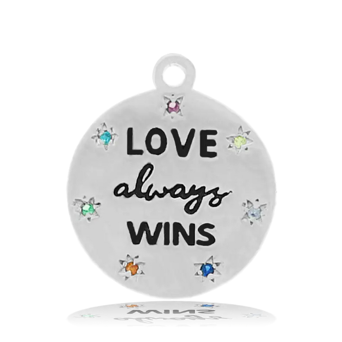 Green Angelite Bracelet with Love Always Wins Sterling Silver Charm