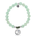 Green Angelite Stone Bracelet with Mother Son Sterling Silver Charm