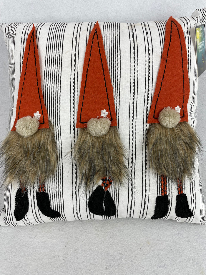 Halloween or Harvest 3 Gnomes with Fuzzy Beards Pillow