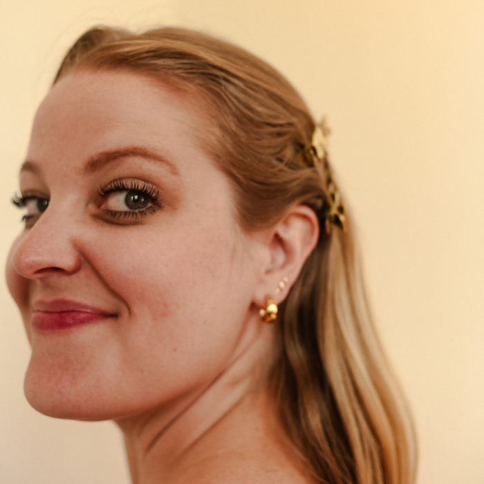 Hammered Huggie Brass Hoops