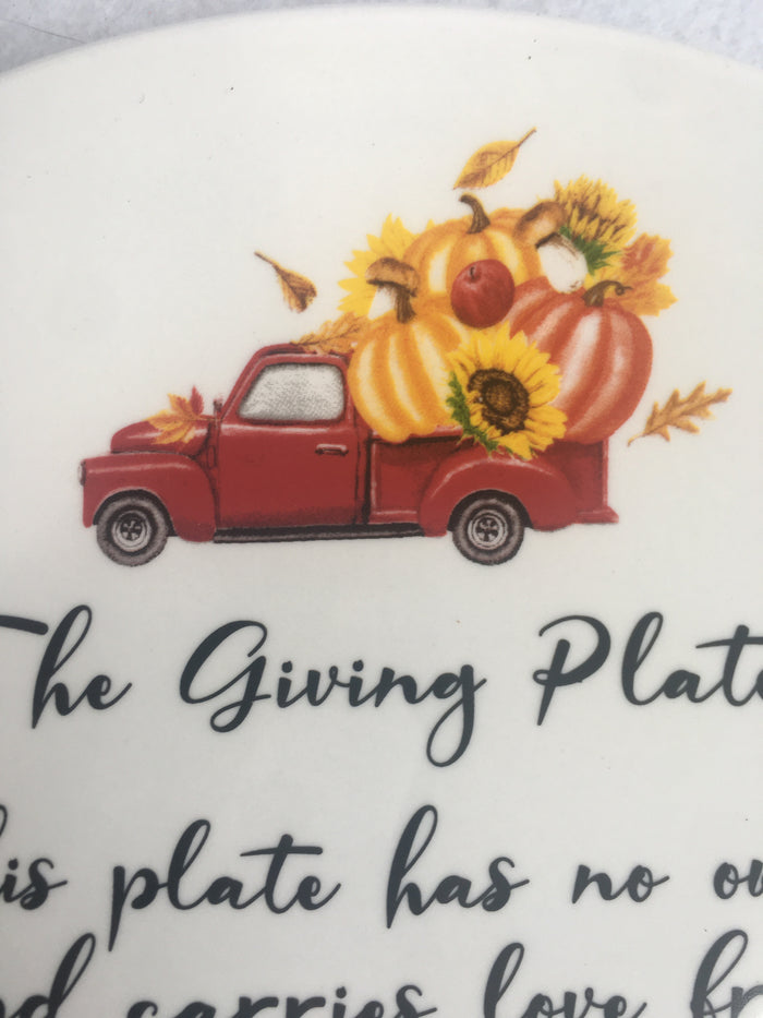 Harvest Blessings Ceramic Giving Plate with Truck