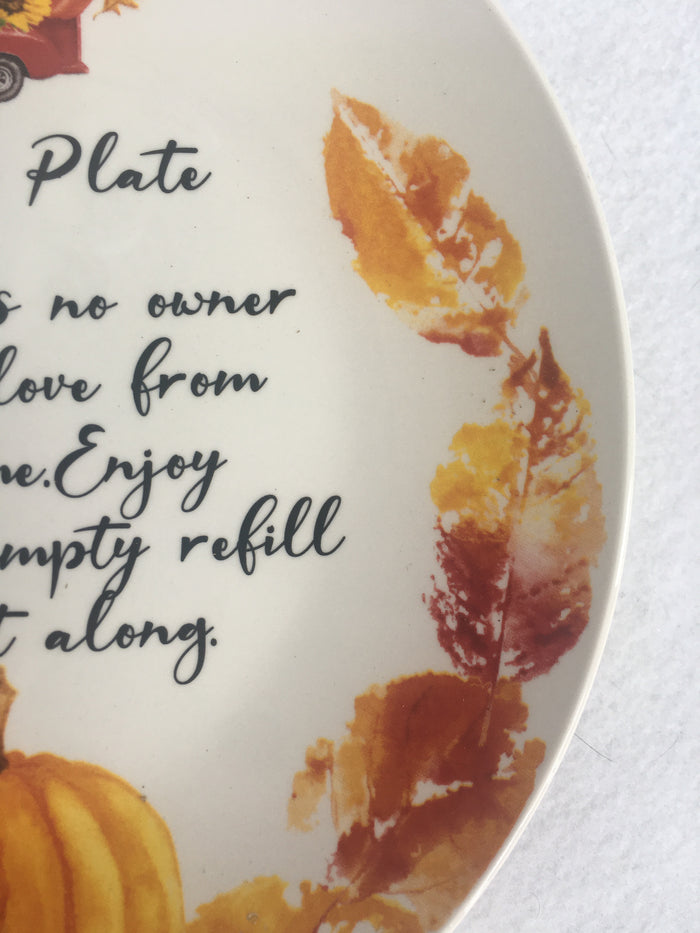 Harvest Blessings Ceramic Giving Plate with Truck