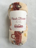 Harvest Plush Truck Carrying Pumpkins Blanket Throw
