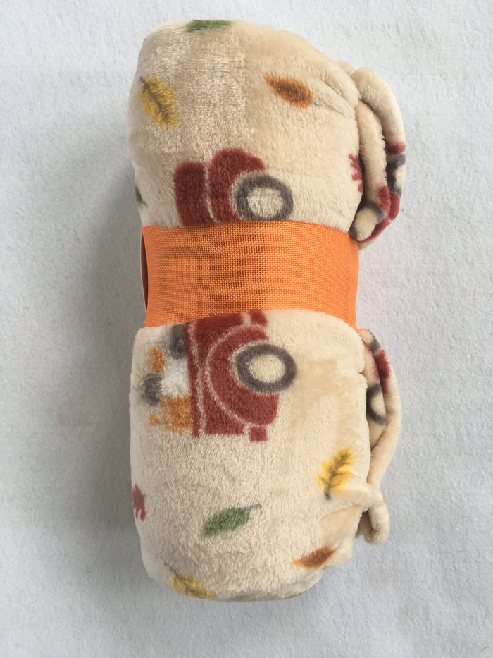 Harvest Plush Truck Carrying Pumpkins Blanket Throw