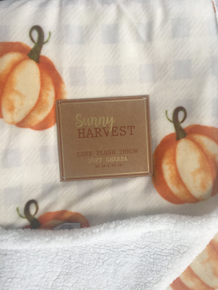 Harvest Pumpkins With Check Design Blanket Throw
