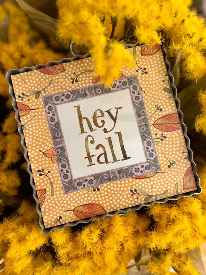 Hey Fall Yellow Leaves Mini Print