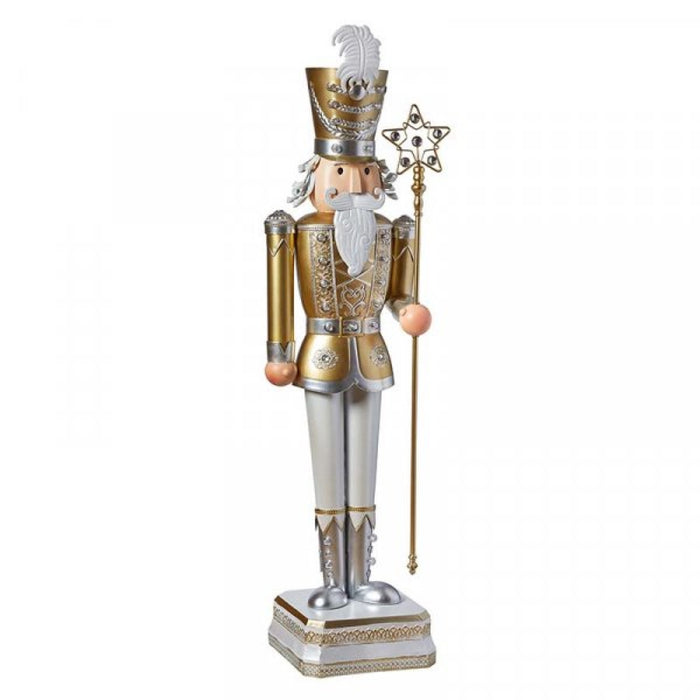 Illuminated Giant Nutcracker in Gold & White