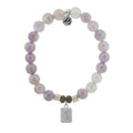 Initially Your's Mauve Jade Stone Bracelet with Letter I Sterling Silver Charm