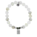 Initially Your's White Chalcedony Bracelet with Letter P Sterling Silver Charm