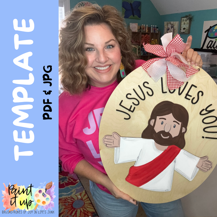 Jesus Loves You Oval Template