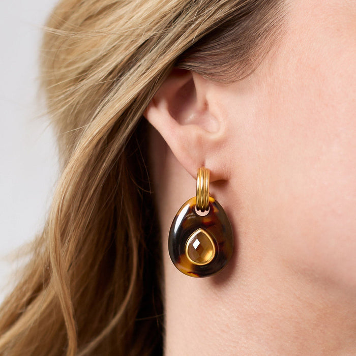 Julie Vos Gold Carnaby Hoop & Charm Earrings -Tortoiseshell