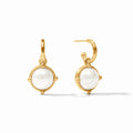 Julie Vos Gold Honeybee Hoop & Charm Earrings -Mother of Pearl