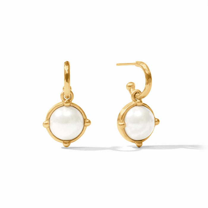 Julie Vos Gold Honeybee Hoop & Charm Earrings -Mother of Pearl