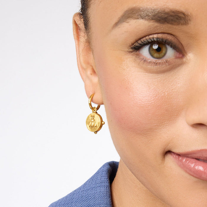 Julie Vos Gold Honeybee Hoop & Charm Earrings -Mother of Pearl