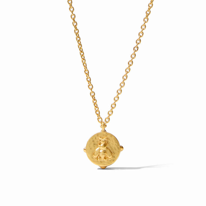 Julie Vos Gold Honeybee Solitaire Necklace -Mother of Pearl