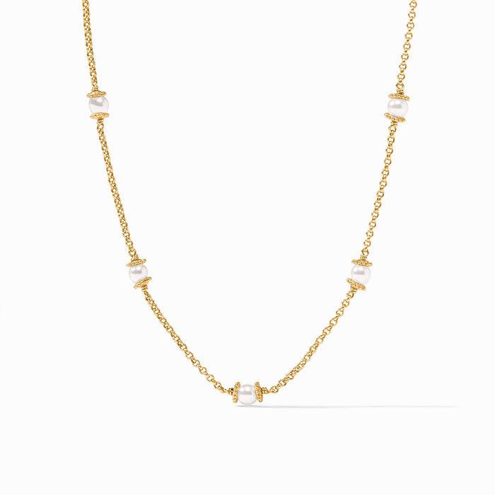 Julie Vos Gold Hydra Delicate Station Necklace -Pearl