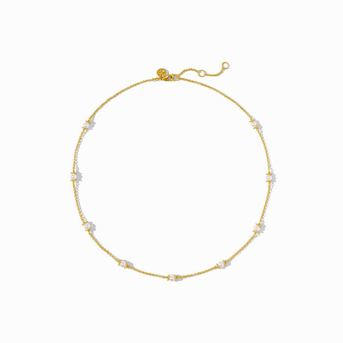 Julie Vos Gold Hydra Delicate Station Necklace -Pearl