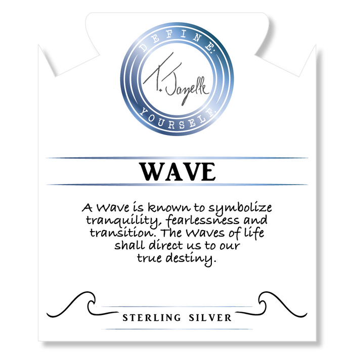 Lapis Tiger's Eye Stone Bracelet with Wave Sterling Silver Charm