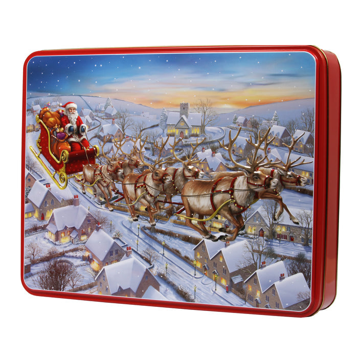 Large Embossed Santa Sleigh Tin 600g