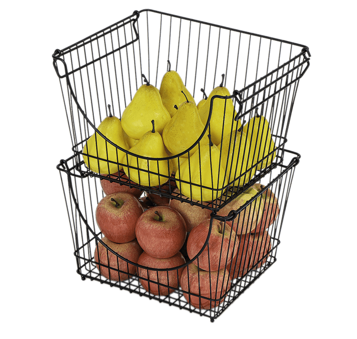 Large Metal Wire Stacking Baskets with Handles