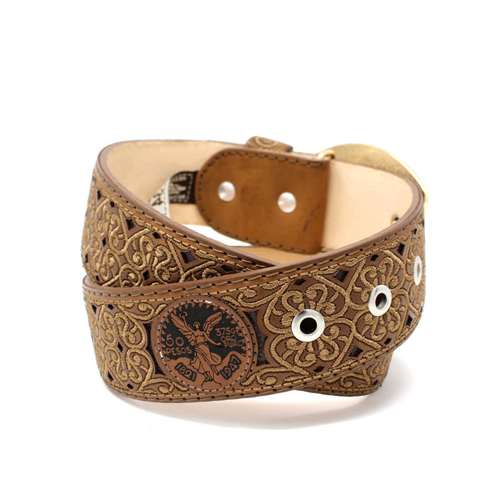 Laser Cut Centenario Belt w/ Embroidery - Honey