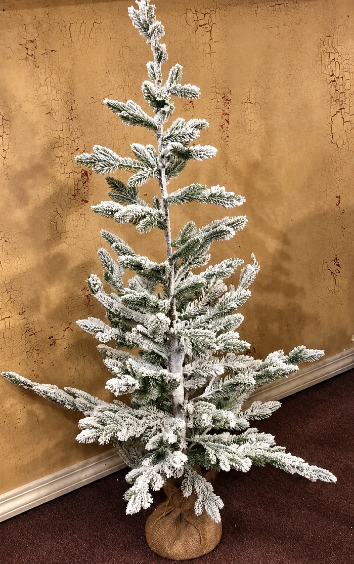 Light Flocked Pine Tree in Burlap Base