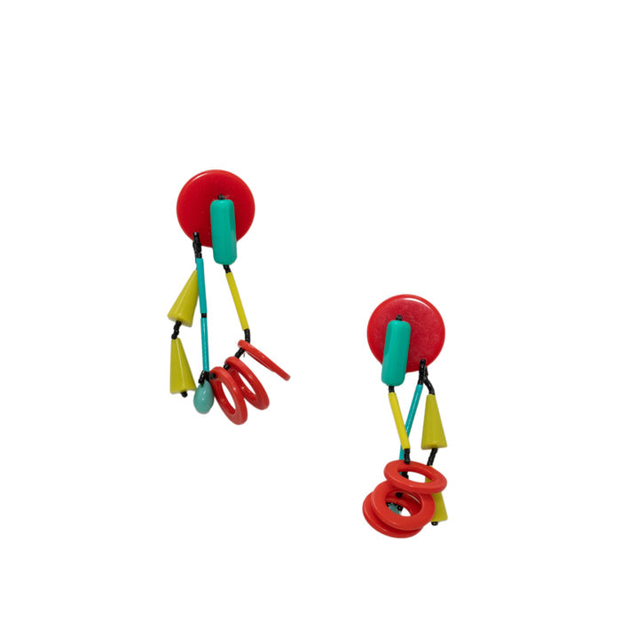 Lime Green Beads Found Material Earrings