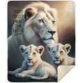 LION & CUBS FEED ME-Premium Mink Sherpa Blanket 50x60 SALE price $49.95 USD.