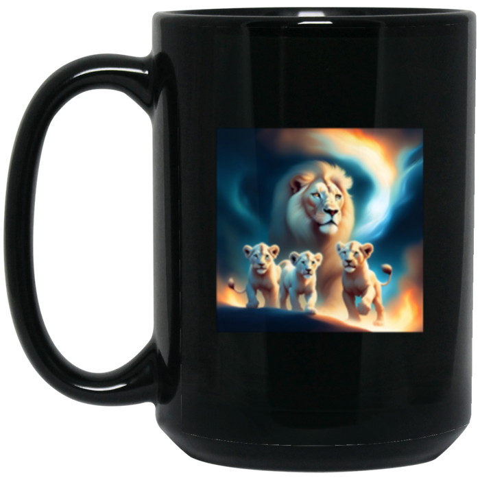 Lion & Cubs I Love My Pet-BM15OZ 15 oz. Black Mug