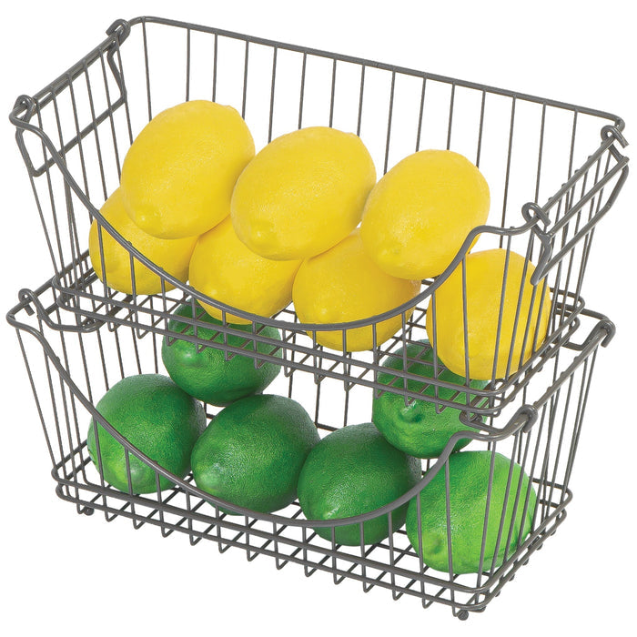 Medium Metal Wire Stacking Baskets with Handles