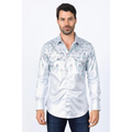 Mens Modern Fit Panoramic Foil Print Shirt - White