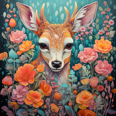 Mesmerizing Deer Among Flowers