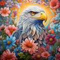 Mesmerizing  Eagle And Flowers