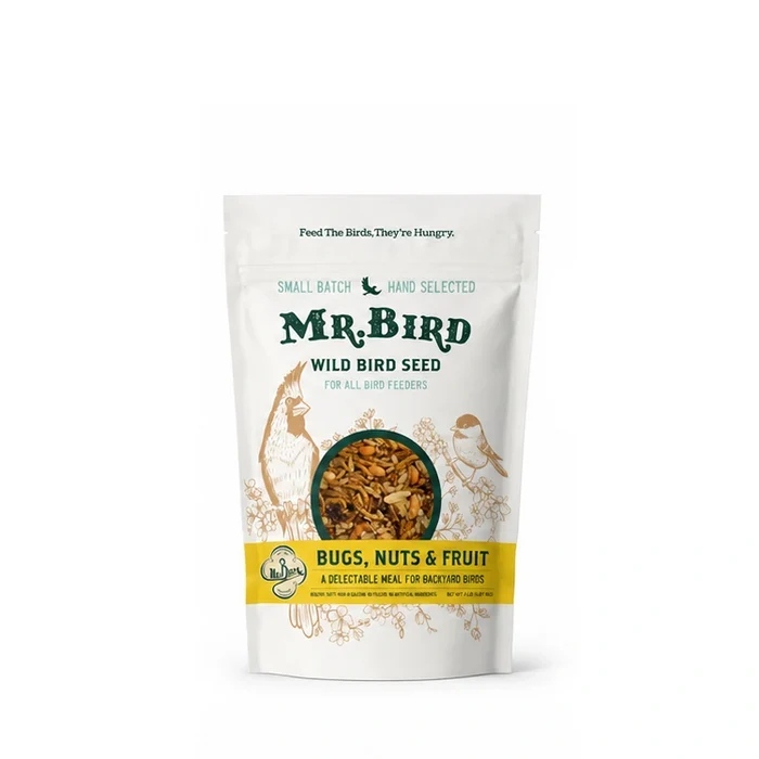 Mr. Bird Bugs, Nuts & Fruit wild bird seed, 8 lb resealable bag