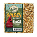Golden Safflower Feast Block Small, Set of 3, featuring a seed block with a red bird illustration, ideal for attracting cardinals and grosbeaks.