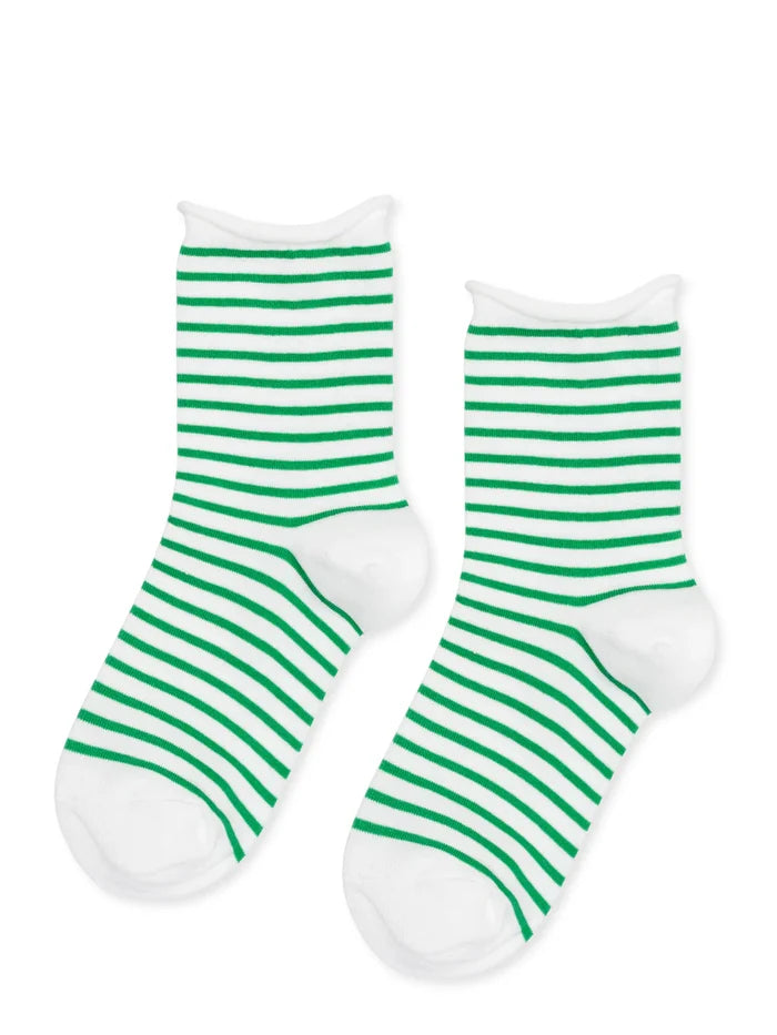 Nautical Stripe Crew Socks - Green