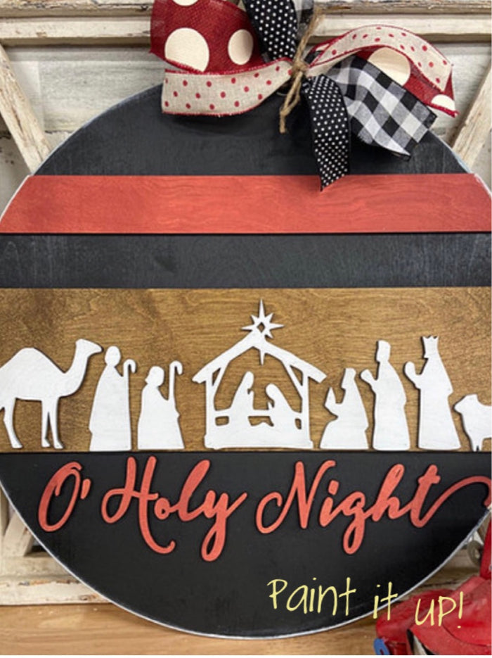 O Holy Night Wooden Door Hanger