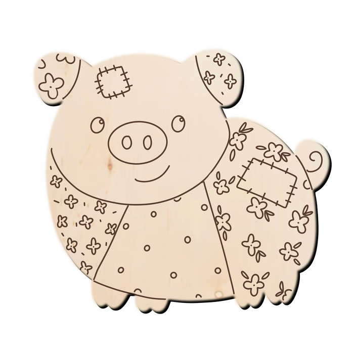 Patchwork Piggy Wood Sign/Door Hanger (DIY)
