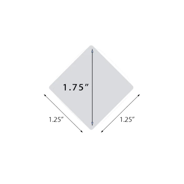 White square tile with dimensions labeled on a white background