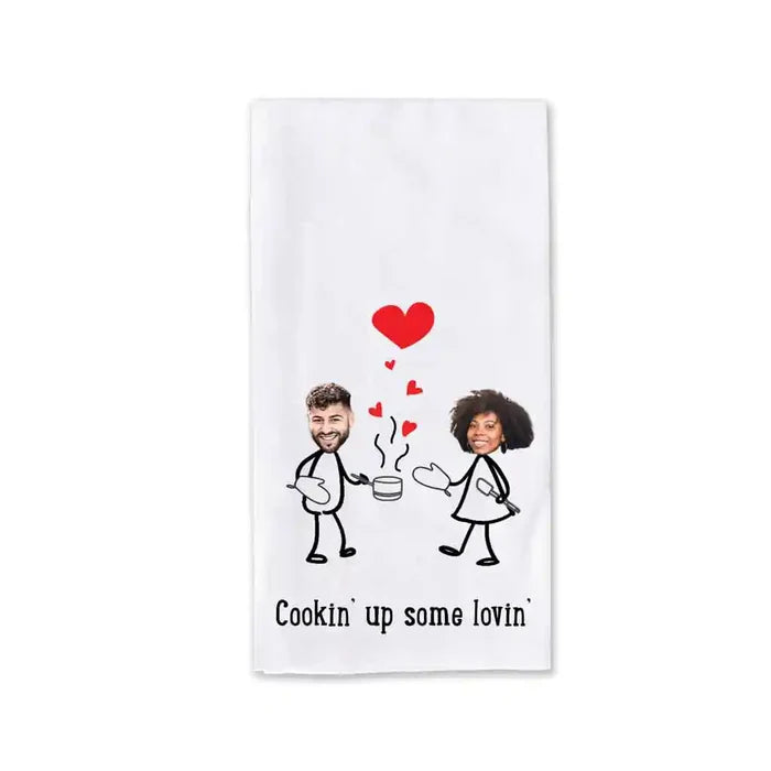 Custom printed kitchen towel digitally printed with valentine design personalized with your own photos is the perfect gift for your loved one.
